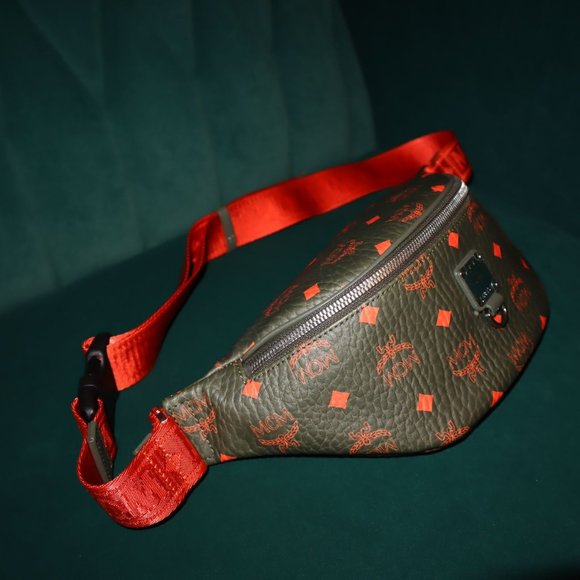 MCM Other - NEW MCM Skyoptic Visetos Small Fursten Belt Bag Diamond Cognac